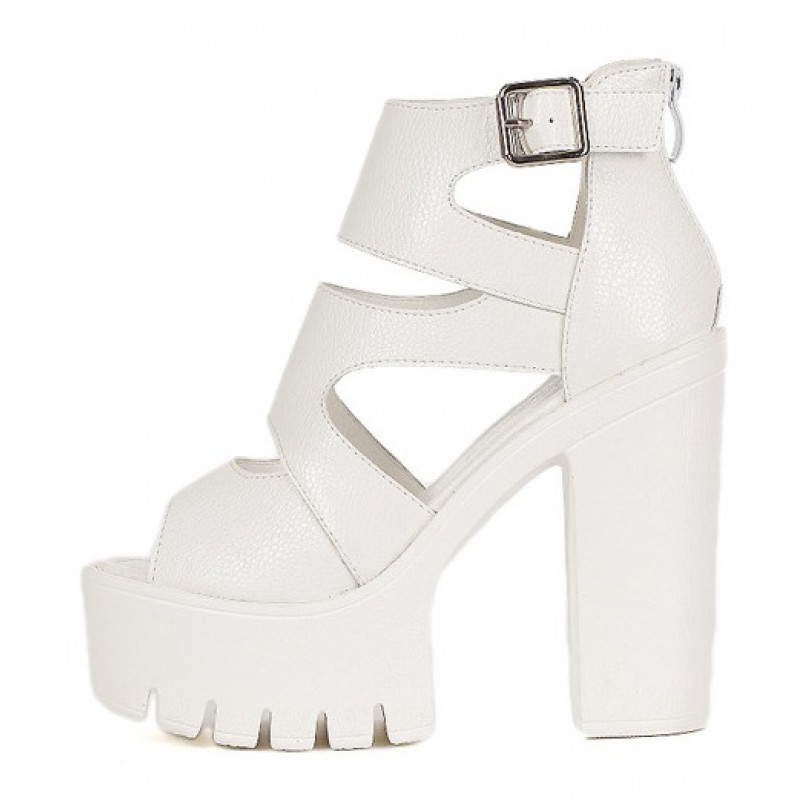 white peep toe platform heels