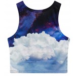 Blue Sky Cloud Universe Triangle Sleeveless T Shirt Cami Tank Top