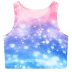 Blue Pink Galaxy Stars Sleeveless T Shirt Cami Tank Top 