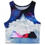 Blue Sky Cloud Universe Triangle Sleeveless T Shirt Cami Tank Top