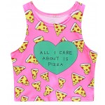 Pink All I Care About is Pizza Sleeveless T Shirt Cami Tank Top