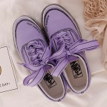 Purple Comic Thick Bow Lace Up Sneakers Flats Shoes