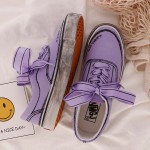 Purple Comic Thick Bow Lace Up Sneakers Flats Shoes