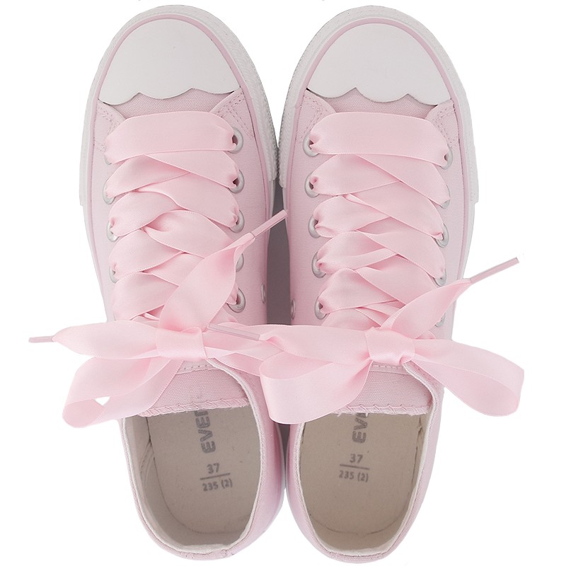 pink shoes with ribbon laces
