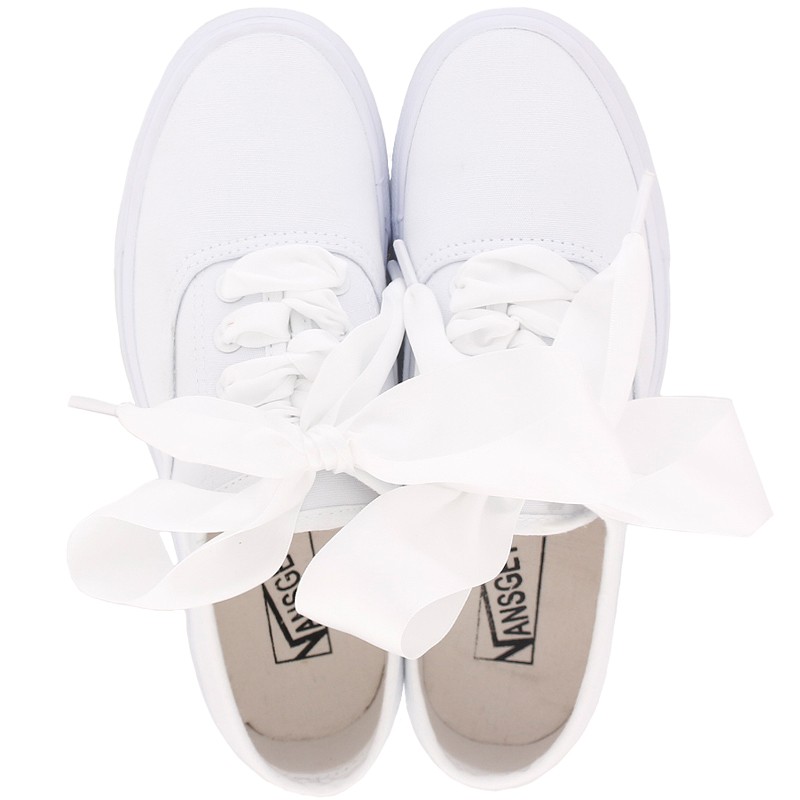 White Ribbon Giant Bow Lace Up Sneakers 