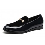 Black Patent Velvet Gold Mens Flats Loafers Dappermen Dapper Dress Shoes