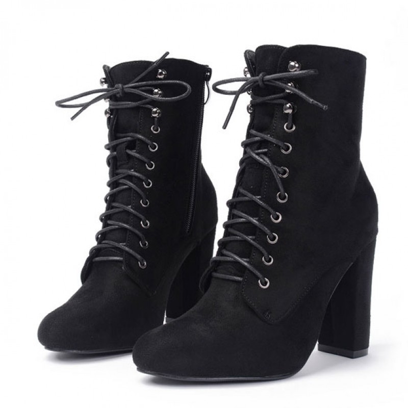 lace up heels black suede