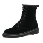 Black Velvet Lace Up Combat Military Boots Shoes