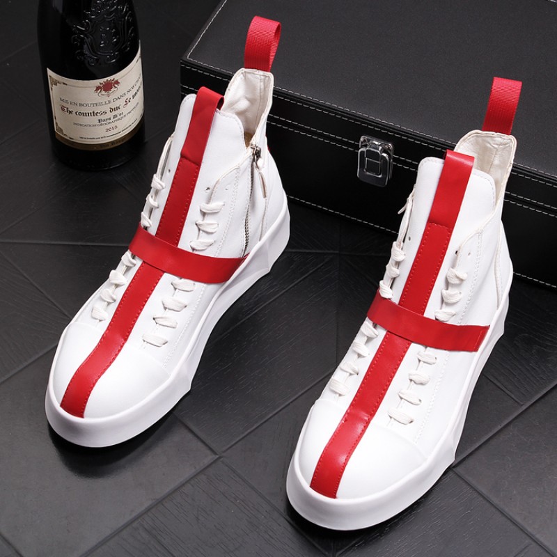 White sneakers on a thick red sole W-68 - KeeShoes