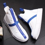 White Blue Cross Lace Up Thick Sole High Top Sneakers Mens Shoes