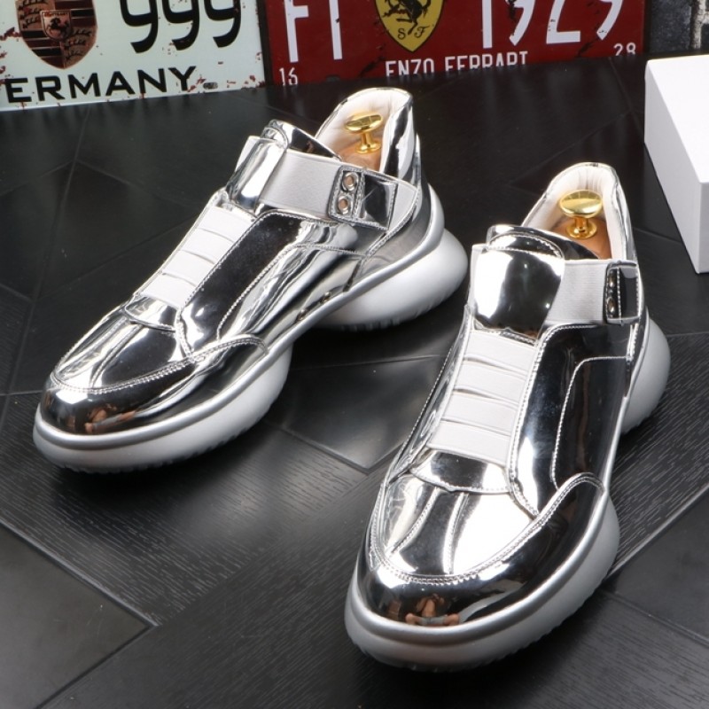 metallic silver high top sneakers
