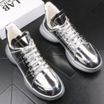 Silver Metallic Lace Up Thick Sole High Top Sneakers Mens Shoes