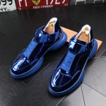 Blue Metallic Thick Sole High Top Sneakers Mens Shoes
