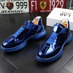 Blue Metallic Thick Sole High Top Sneakers Mens Shoes