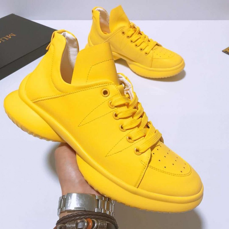 Men's Sneakers Yellow Air High Sole Trainers Lace Up Comfort