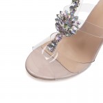 Transparent Diamantes Bling Boots High Heels Stiletto Gladiator Sandals Shoes