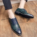 Blue Teal Turquoise Snake Skin Pattern Baroque Oxfords Flats Dress Shoes