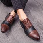 Brown Vintage Pointed Head Baroque Oxfords Flats Dress Shoes