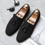 Black Tassels Pointed Head Baroque Vintage Dapperman Flats Dress Shoes