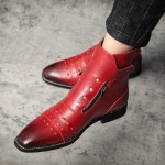 Red Studs Punk Rock Vintage Mens Chelsea Boots Shoes