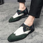Green White Tartan Monk Strap Mens Dappermen Dapper Loafers Flats Shoes