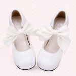 White Giant Bow Lolita Sweet Mary Jane High Heels Shoes