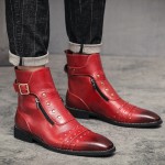 Red Studs Punk Rock Vintage Mens Chelsea Boots Shoes