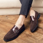 Brown Suede Cross Straps Buckle Mens Dappermen Dapper Loafers Shoes
