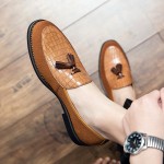Brown Suede Croc Tassels Mens Dappermen Dapper Loafers Flats Shoes