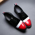 Black Red Patent Leather Dapper Man Lace Up Mens Oxfords Dress Shoes