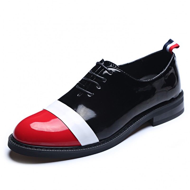 Men's New Black Leather Lace up Casual Shoes Red sole shoes