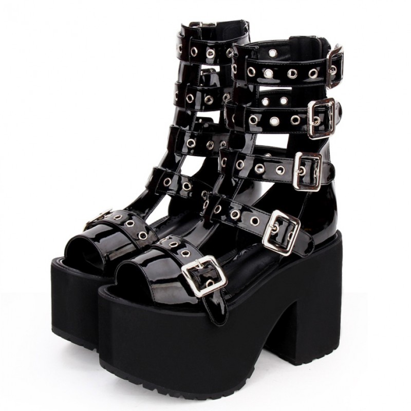 black goth sandals