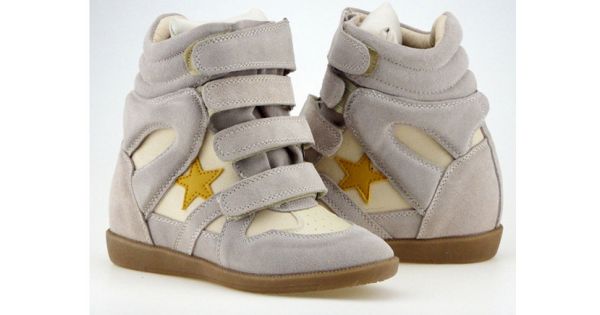 REPLAY Womens Grey Suede Leather Snap Wedge Sneakers Trainers