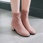 Pink Suede Pointed Head Ankle High Heels Chelsea Boots Shoes