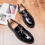 Black Tassels Patent Baroque Mens Thick Sole Oxfords Loafers Dappermen Dress Shoes