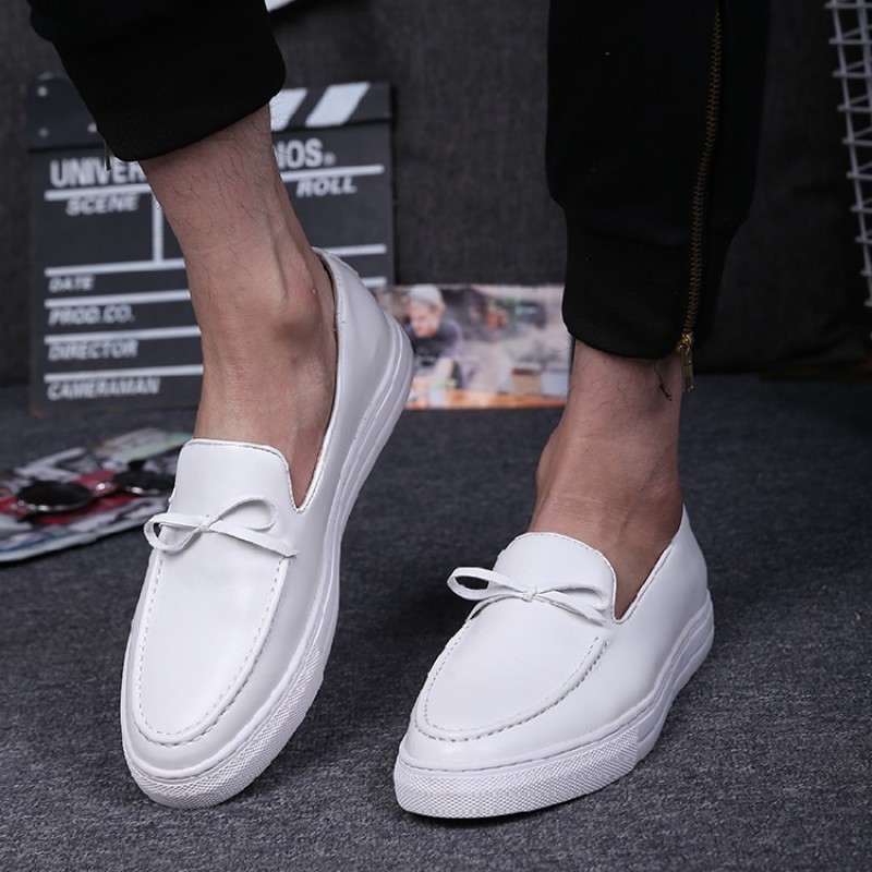 Black White Bow Baroque Mens Thick Sole Oxfords Loafers