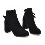 Black Suede Point Head Ankle High Heels Boots Shoes