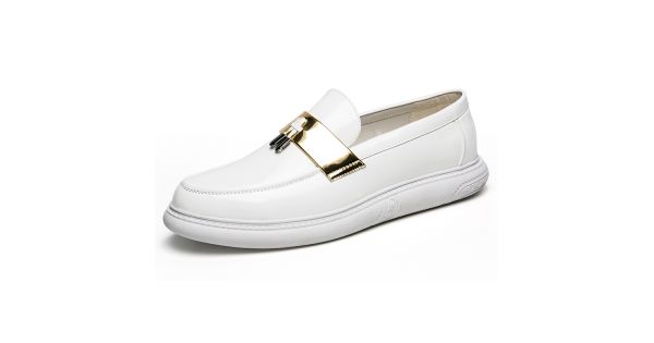 mens white and gold loafers