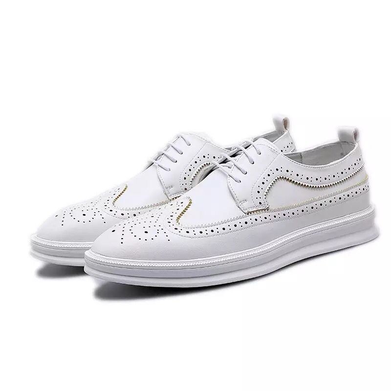White Lace Up Mens Thick Cleated Sole Oxfords Loafers