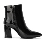 Black Patent Pointed Head Ankle High Heels Rider Boots Shoes