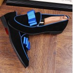 Black Suede Blue Bow Mens Oxfords Loafers Dress Shoes Flats