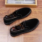Black Spikes Suede Punk Rock Mens Sneakers Flats Shoes