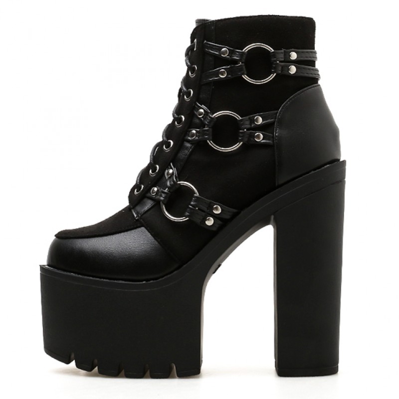 black heeled military boots