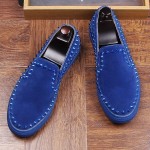 Blue Royal Spikes Suede Punk Rock Mens Sneakers Flats Shoes