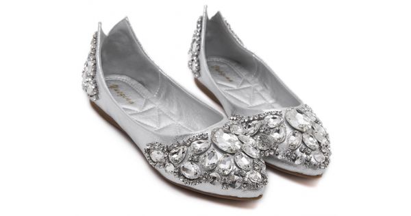 Silver fashion bling flat shoes