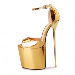 Gold Leather Platforms Peeptoe Gold Metal Sexy Stiletto Mens High Heels Shoes