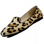 Brown Leopard Suede Point Head Loafers Flats Shoes
