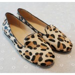 Brown Leopard Suede Point Head Loafers Flats Shoes