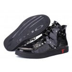 Black Patent Studs Punk Rock High Top Mens Sneakers Shoes