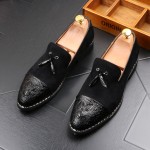 Black Totem Tassels Oxfords Flats Loafers Dappermen Dapper Mens Dress Shoes
